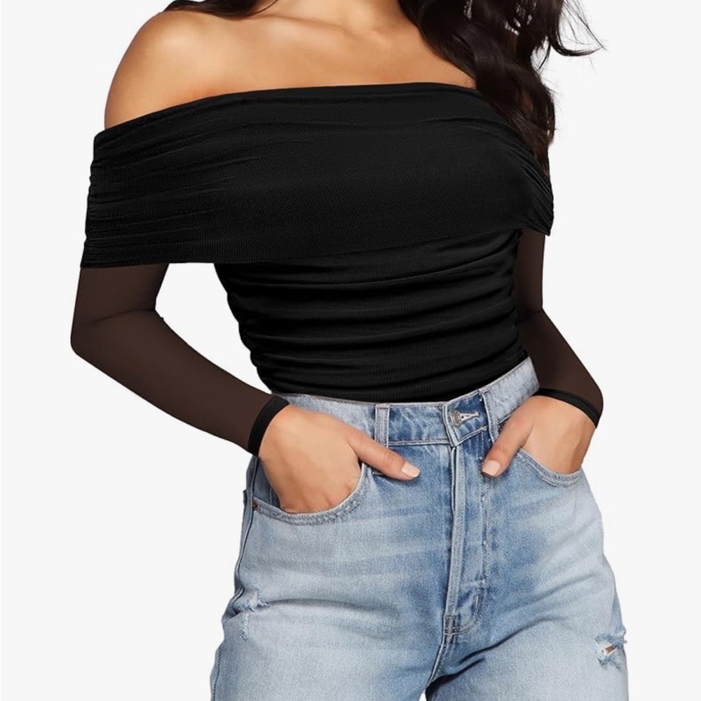 Elegant Black Off-Shoulder Bodysuit